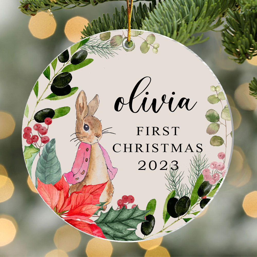 Personalised Baby's First Christmas Ornament, Personalized First Christmas Peter Rabbit Decoration, Custom Ornament, First Xmas Ornament