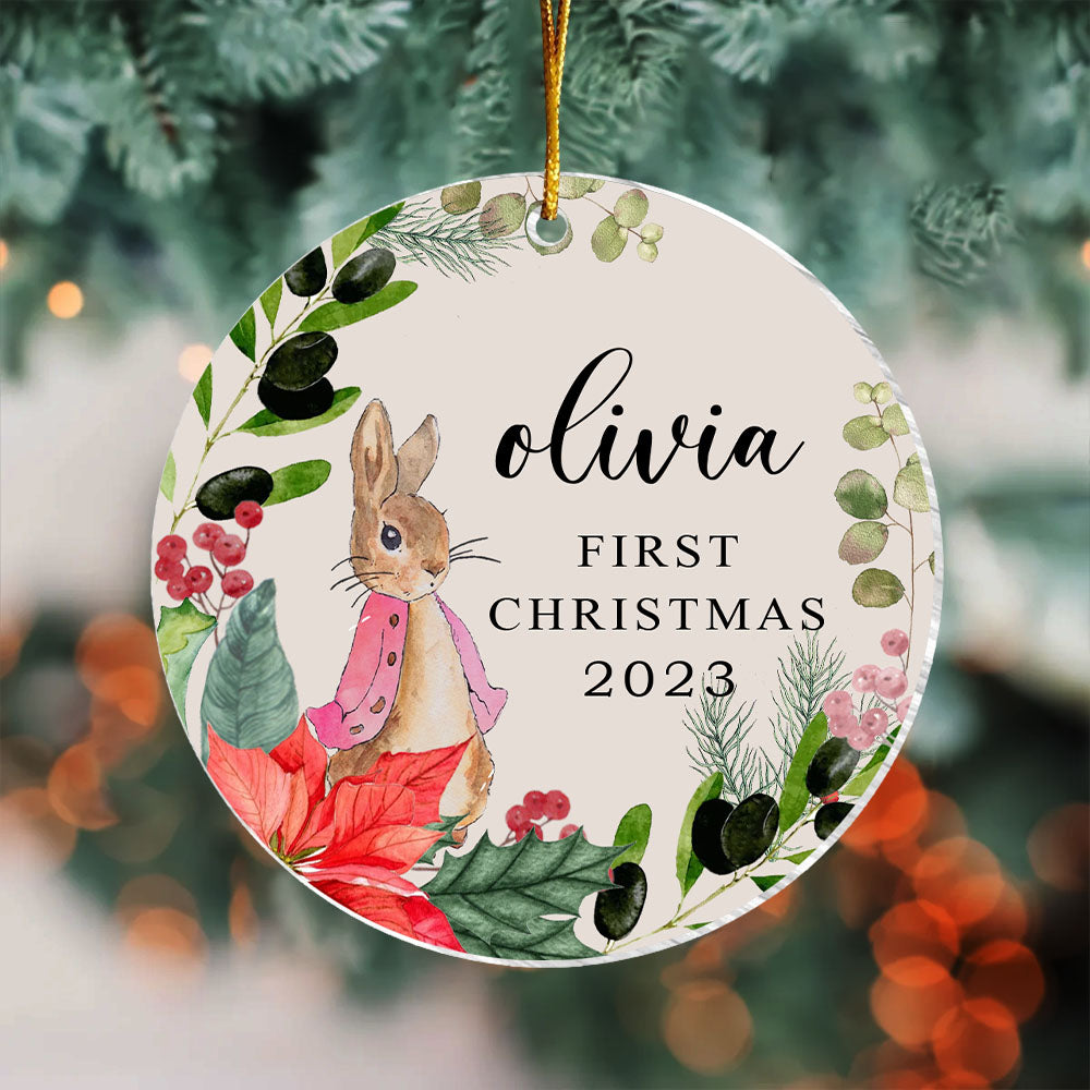 Personalised Baby's First Christmas Ornament, Personalized First Christmas Peter Rabbit Decoration, Custom Ornament, First Xmas Ornament