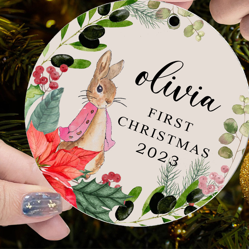 Personalised Baby's First Christmas Ornament, Personalized First Christmas Peter Rabbit Decoration, Custom Ornament, First Xmas Ornament