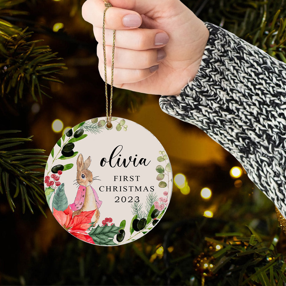 Personalised Baby's First Christmas Ornament, Personalized First Christmas Peter Rabbit Decoration, Custom Ornament, First Xmas Ornament