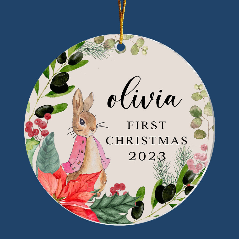 Personalised Baby's First Christmas Ornament, Personalized First Christmas Peter Rabbit Decoration, Custom Ornament, First Xmas Ornament