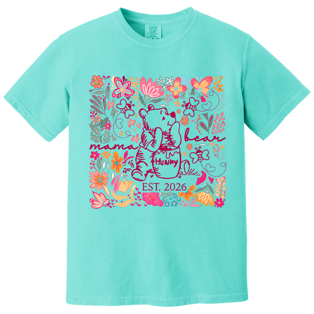 Personalized Mama Bear Boho Floral Mom, Grandma and Childs Shirts - Mother's Day Mama Tee, Custom Name Hand Kid Names, Gift Best Mom Ever T24