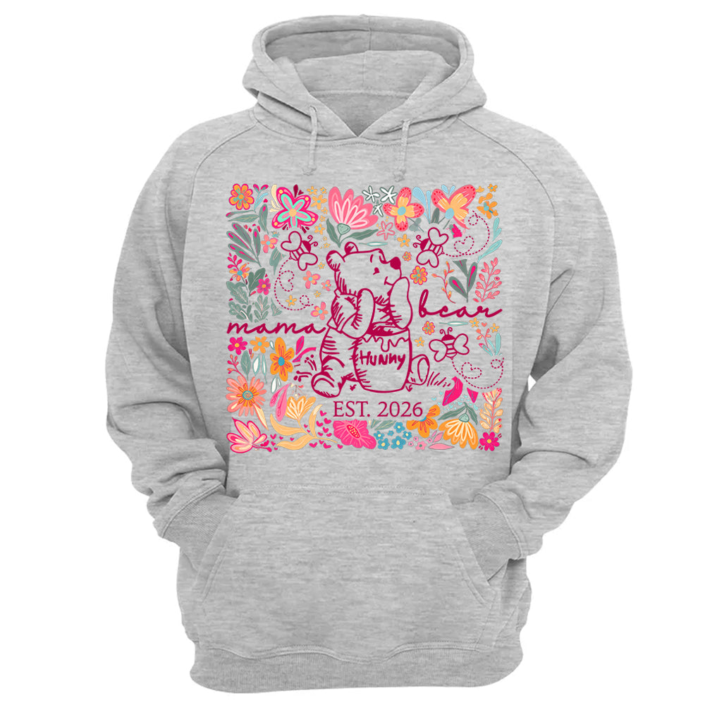 Personalized Mama Bear Boho Floral Mom, Grandma and Childs Shirts - Mother's Day Mama Tee, Custom Name Hand Kid Names, Gift Best Mom Ever T24