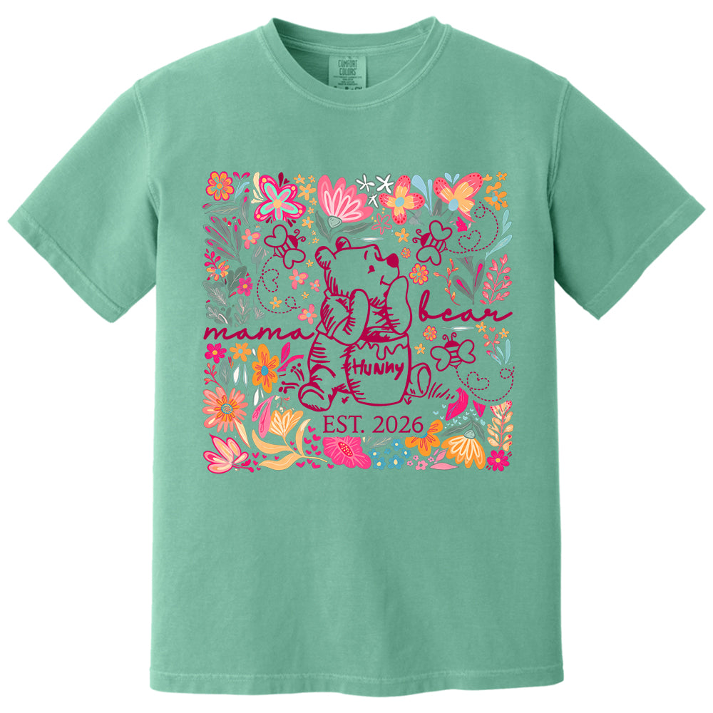 Personalized Mama Bear Boho Floral Mom, Grandma and Childs Shirts - Mother's Day Mama Tee, Custom Name Hand Kid Names, Gift Best Mom Ever T24