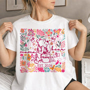 Personalized Mama Bear Boho Floral Mom, Grandma and Childs Shirts - Mother's Day Mama Tee, Custom Name Hand Kid Names, Gift Best Mom Ever T24