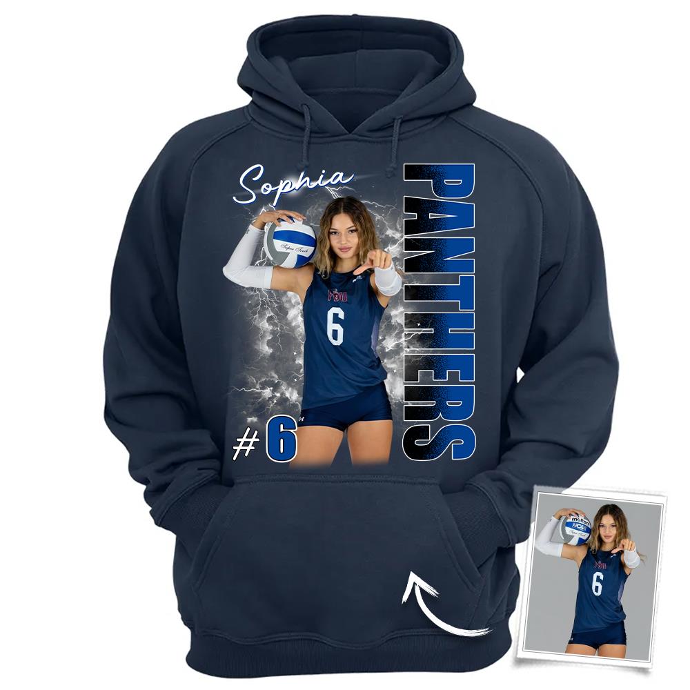 Custom Photo Volleyball Player Shirt - Personalized Team Name School Name Bootleg Shirt Vr2 Na02 Hv01