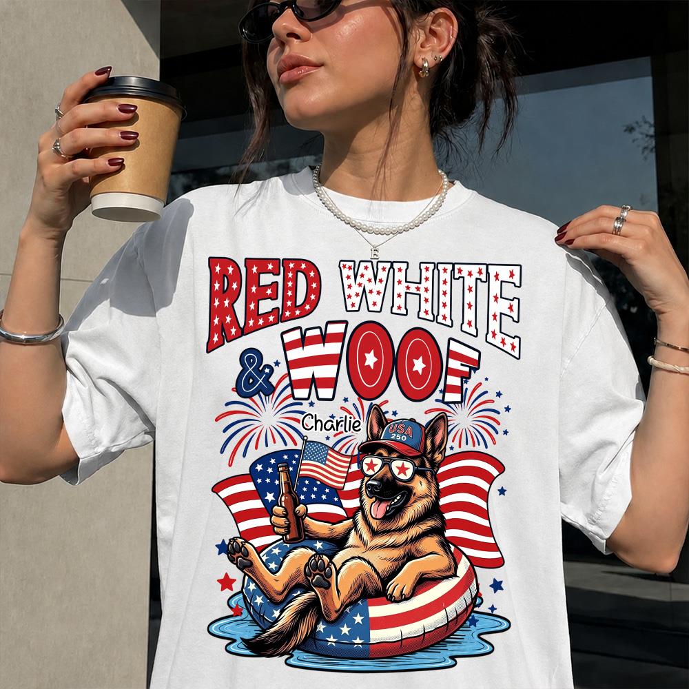 Red White Woof, Custom Photo Pet Shirt, America 250th Anniversary Gifts For Dog Cat Lovers, Dog Dad And Mom, Cat Owners T1807 Hv01
