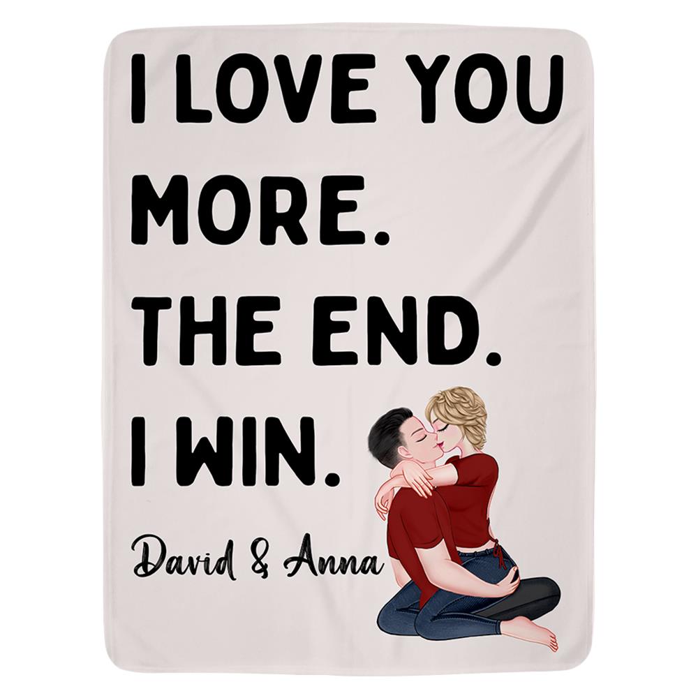I LOVE YOU MORE Personalized Anniversary Gift Blanket For Girlfriend For Boyfriend For Wife For Husband First 2nd Anniversary Gift Valentines Gift For Couple Nh00