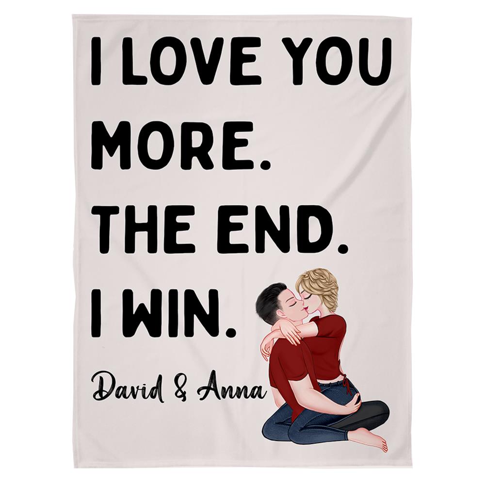 I LOVE YOU MORE Personalized Anniversary Gift Blanket For Girlfriend For Boyfriend For Wife For Husband First 2nd Anniversary Gift Valentines Gift For Couple Nh00