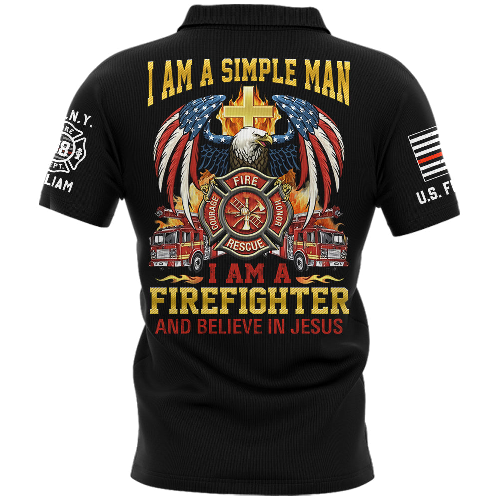I Am A Simple Man I Am A Firefighter And Believe In Jesus, Personalized Shirt, Gift For Firefighter T1807 Hv01
