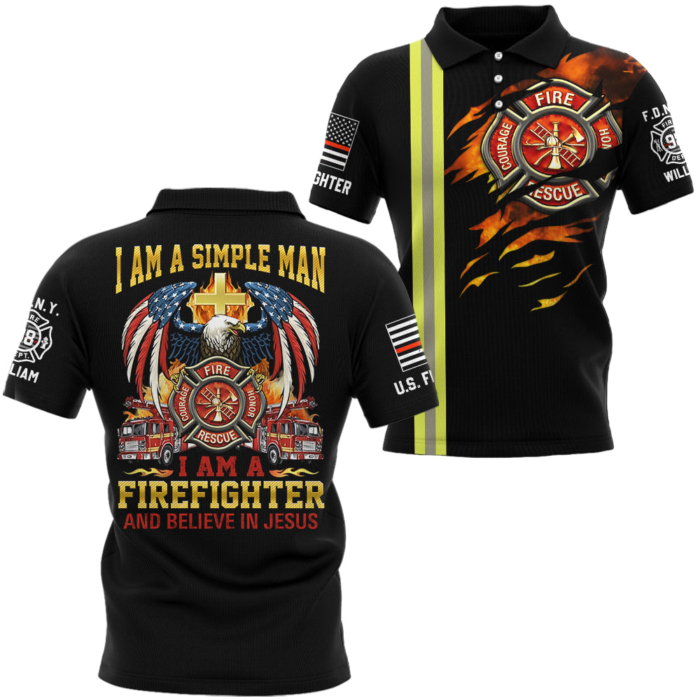 I Am A Simple Man I Am A Firefighter And Believe In Jesus, Personalized Shirt, Gift For Firefighter T1807 Hv01