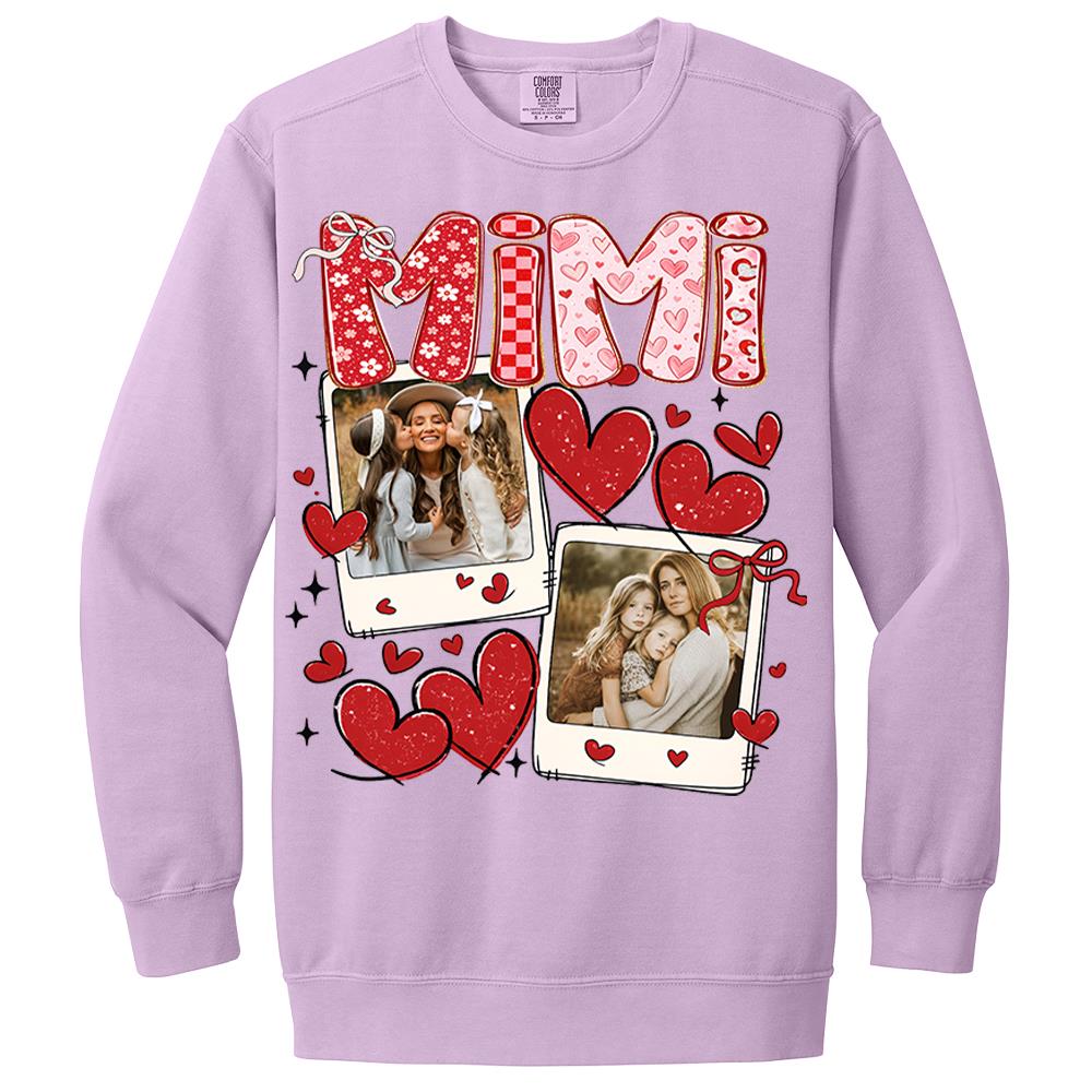 Custom Mama Valentine Glitter Upload Photo Shirt, Leopard Checkered Valentine Vr2