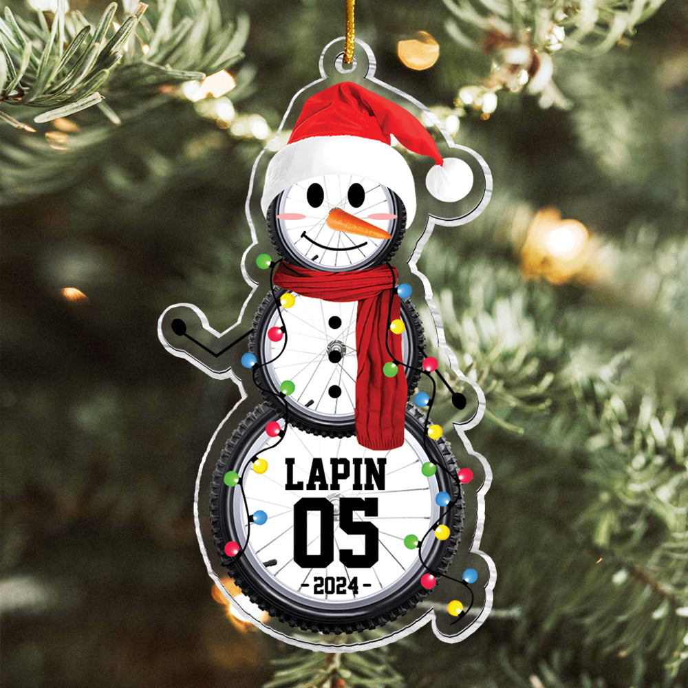 Cycling Snowman - Gifts For Players, Team, Boys - Personalized Acrylic Ornament Tu20 