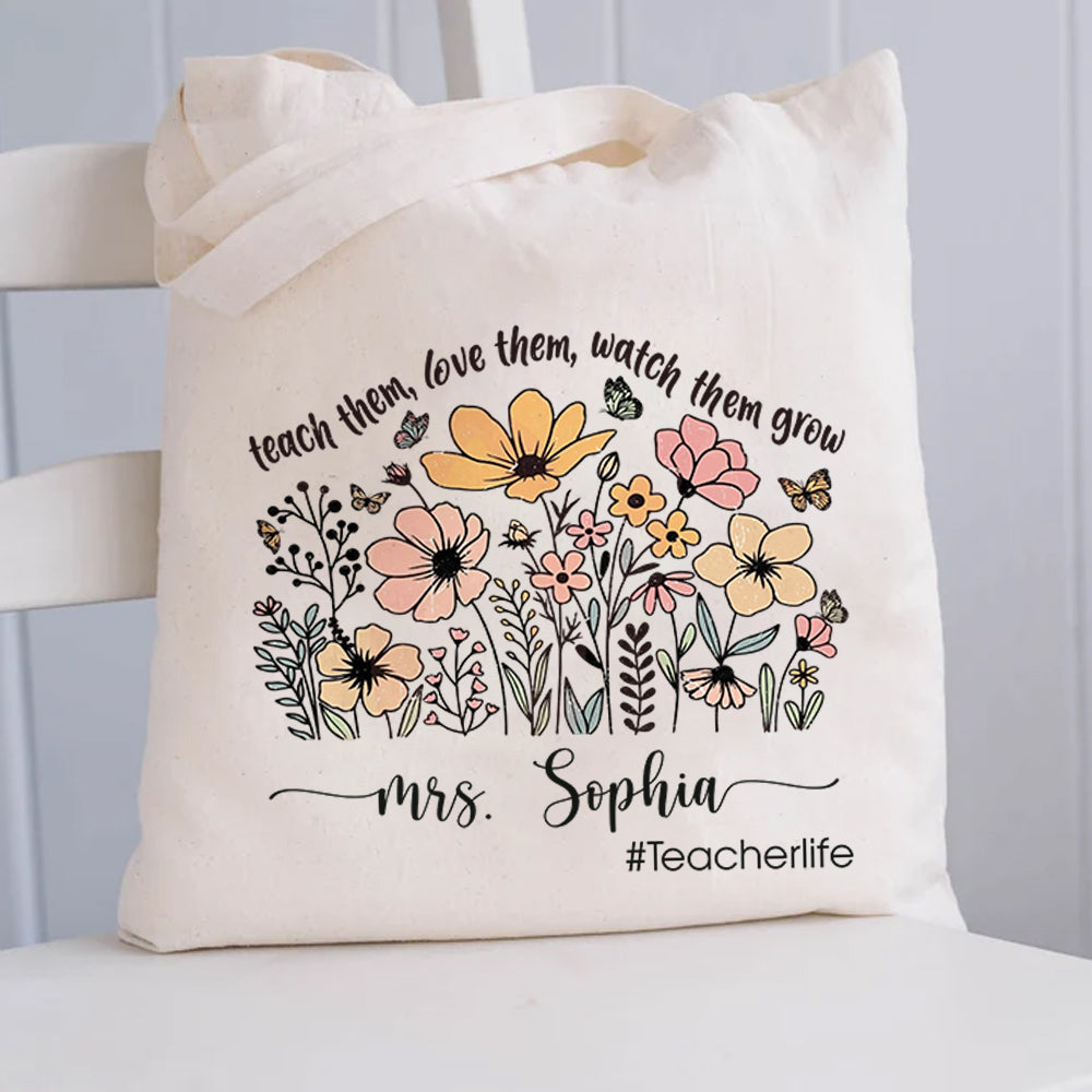 Teacher Appreciation Gift Tote Bag Canvas - Custom Teacher Gift -Personalized School Bag Gifted Teacher Tote Reusable Bag School Campus Bag Hv01