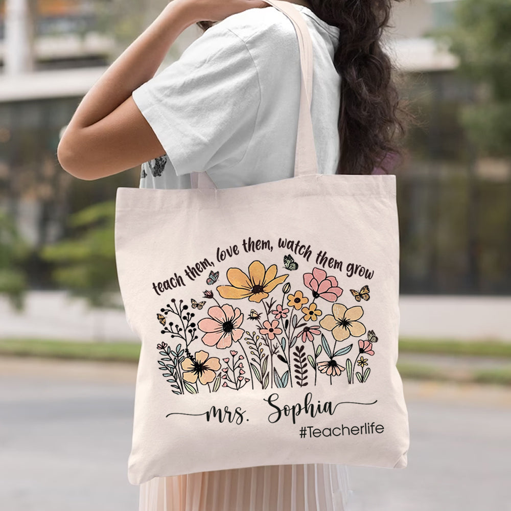 Teacher Appreciation Gift Tote Bag Canvas - Custom Teacher Gift -Personalized School Bag Gifted Teacher Tote Reusable Bag School Campus Bag Hv01