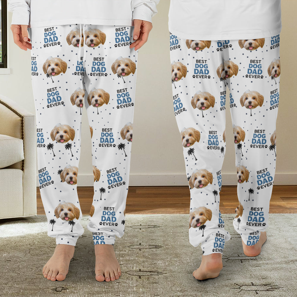 Custom Photo Best Dog Cat Dad Mom Ever - Personalized Pajama Pants Tu20