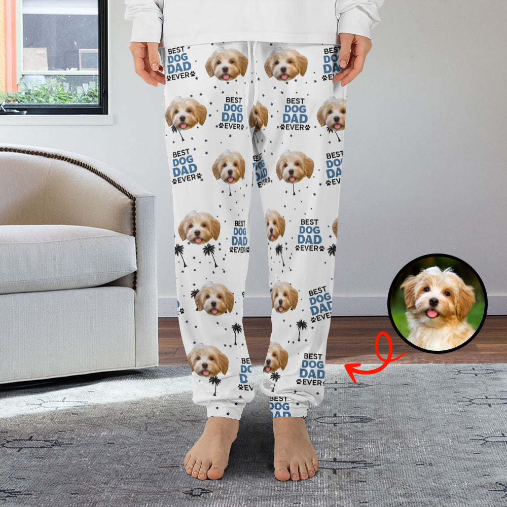 Custom Photo Best Dog Cat Dad Mom Ever - Personalized Pajama Pants Tu20