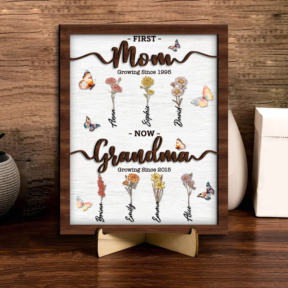 Mother's Day - Personalized Flower Birth Month Garden Wooden Sign Frame