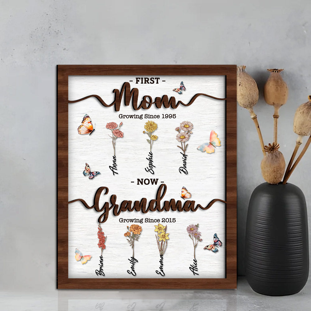 Mother's Day - Personalized Flower Birth Month Garden Wooden Sign Frame