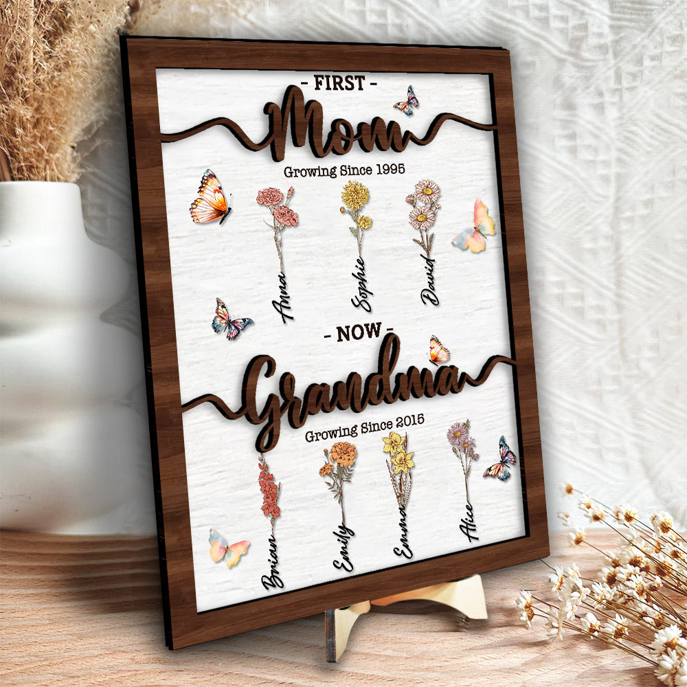 Mother's Day - Personalized Flower Birth Month Garden Wooden Sign Frame