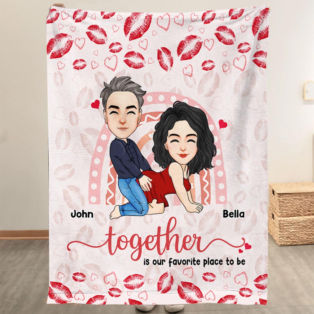 Wherever We Are, Together Is Our Favorite Place To Be - Couple Personalized Custom Blanket - Christmas Gift For Husband Wife, Anniversary