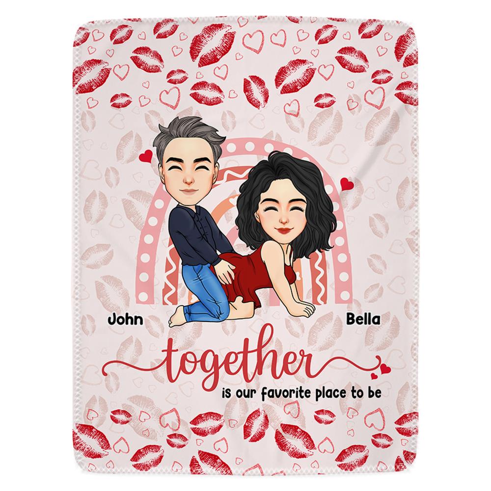 Wherever We Are, Together Is Our Favorite Place To Be - Couple Personalized Custom Blanket - Christmas Gift For Husband Wife, Anniversary
