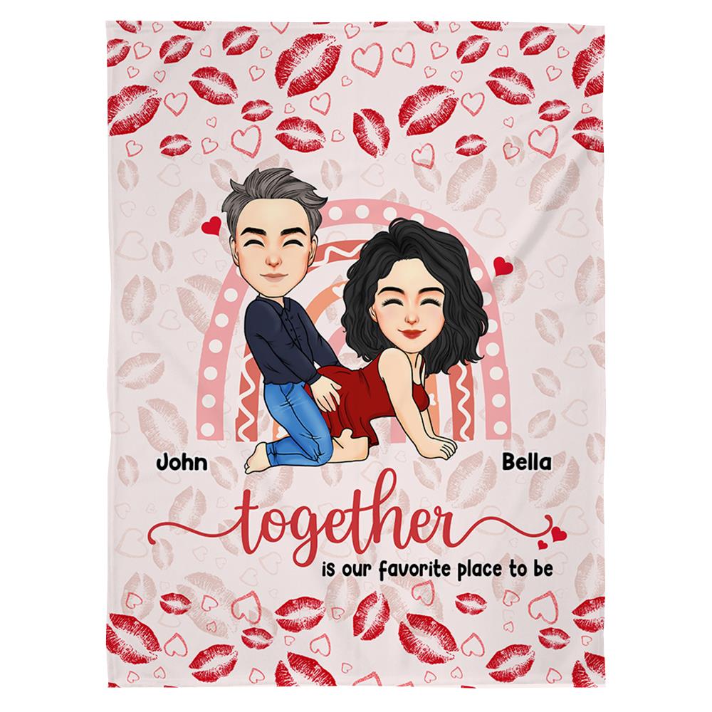 Wherever We Are, Together Is Our Favorite Place To Be - Couple Personalized Custom Blanket - Christmas Gift For Husband Wife, Anniversary