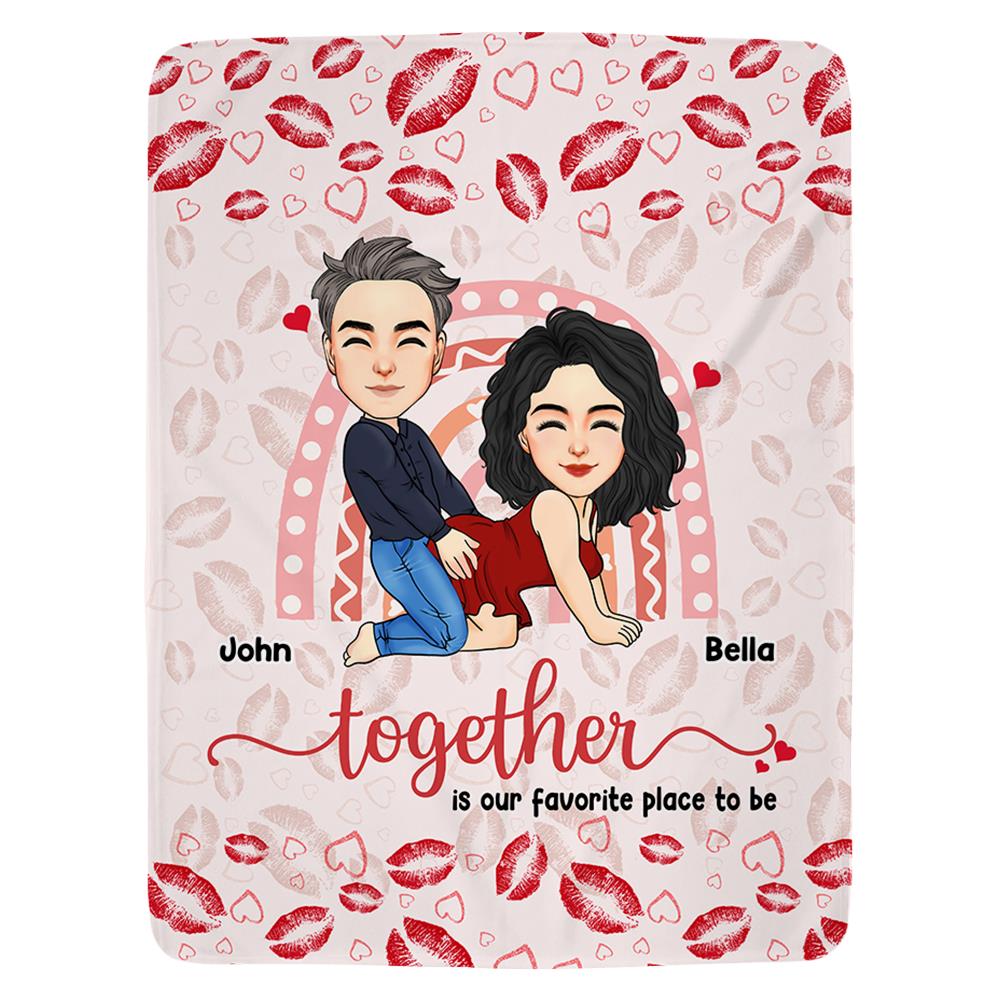 Wherever We Are, Together Is Our Favorite Place To Be - Couple Personalized Custom Blanket - Christmas Gift For Husband Wife, Anniversary