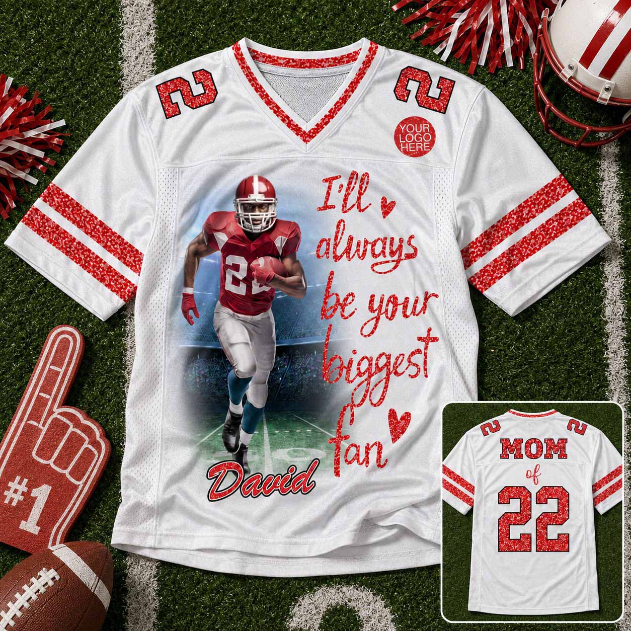 Custom Photo Football Game Day Football Glitter Jersey For Football Lovers - Personalized Gift For Football Player NA04 VH01