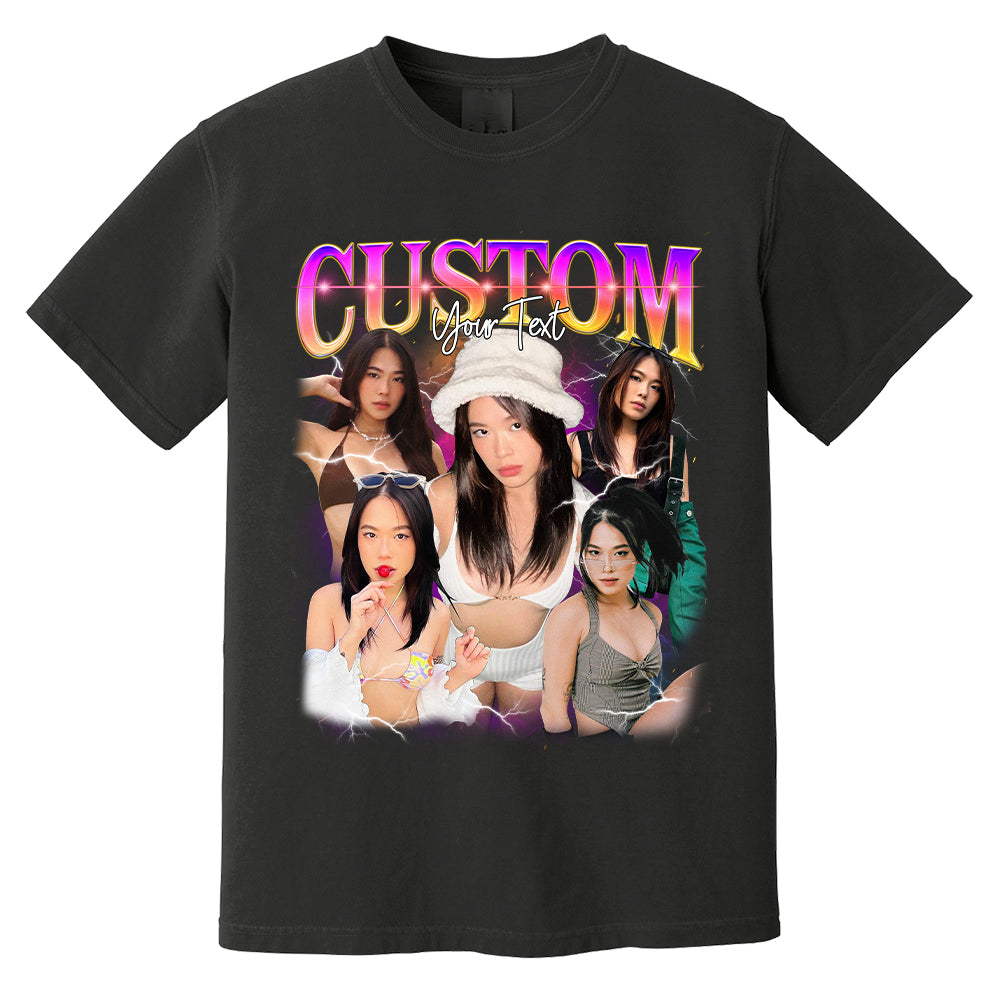 Women InterestPod Custom Your Own Bootleg Rap Tee Shirts Custom Your Text Vintage Shirt