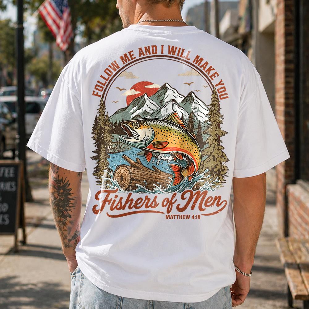 Follow Me and I Will Make You Fishers of Men Shirt - Matthew 4:19 Christian Fishing Shirt Hv01