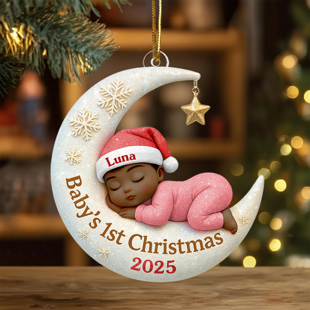 Baby's First Christmas Ornament, Personalized Newborn Christmas Ornament, Acrylic Christmas Ornament For Custom Baby, New Baby Gift Hv01