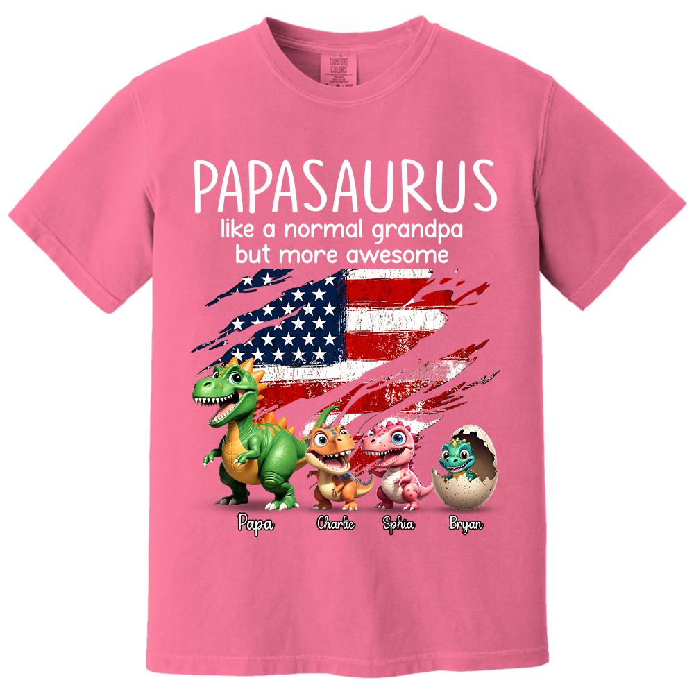 Custom Papasaurus And Kids  Dinosaurs Shirt, Father's Day Gift For Dad Grandpa L0411 Hv01