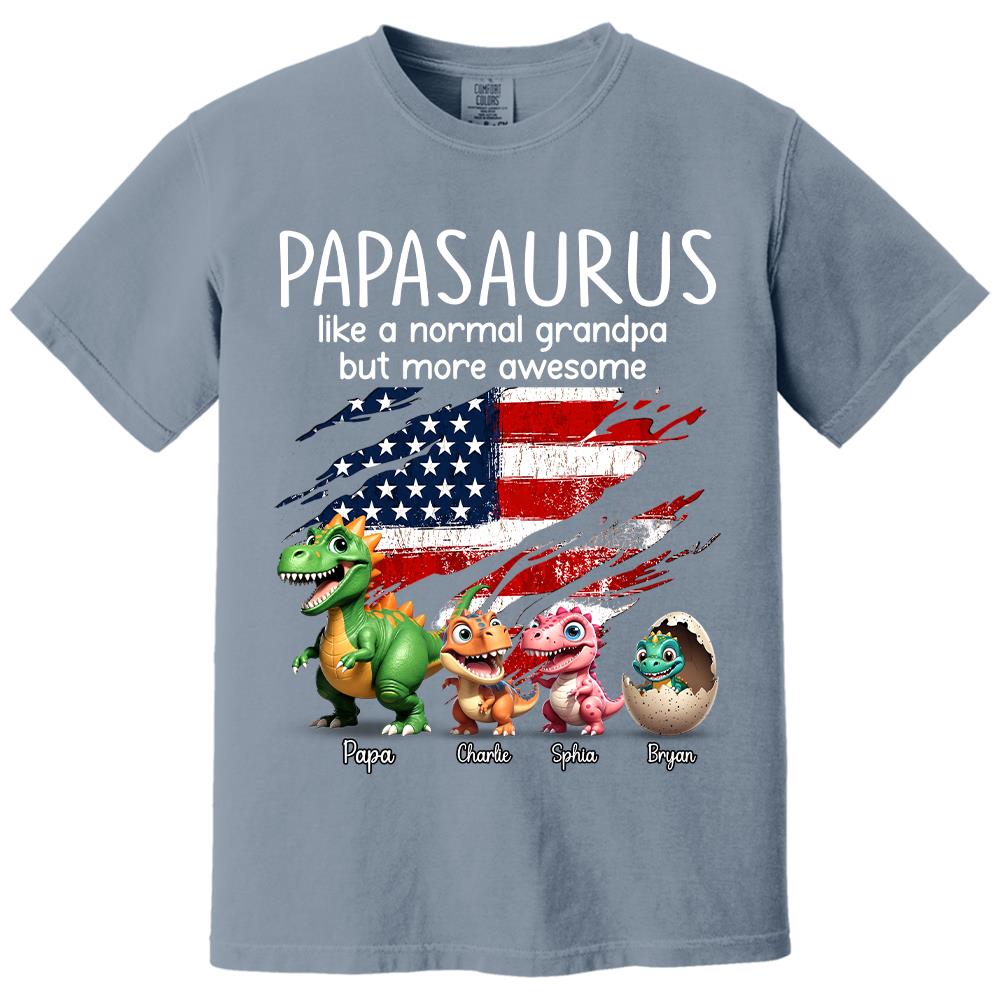 Custom Papasaurus And Kids  Dinosaurs Shirt, Father's Day Gift For Dad Grandpa L0411 Hv01