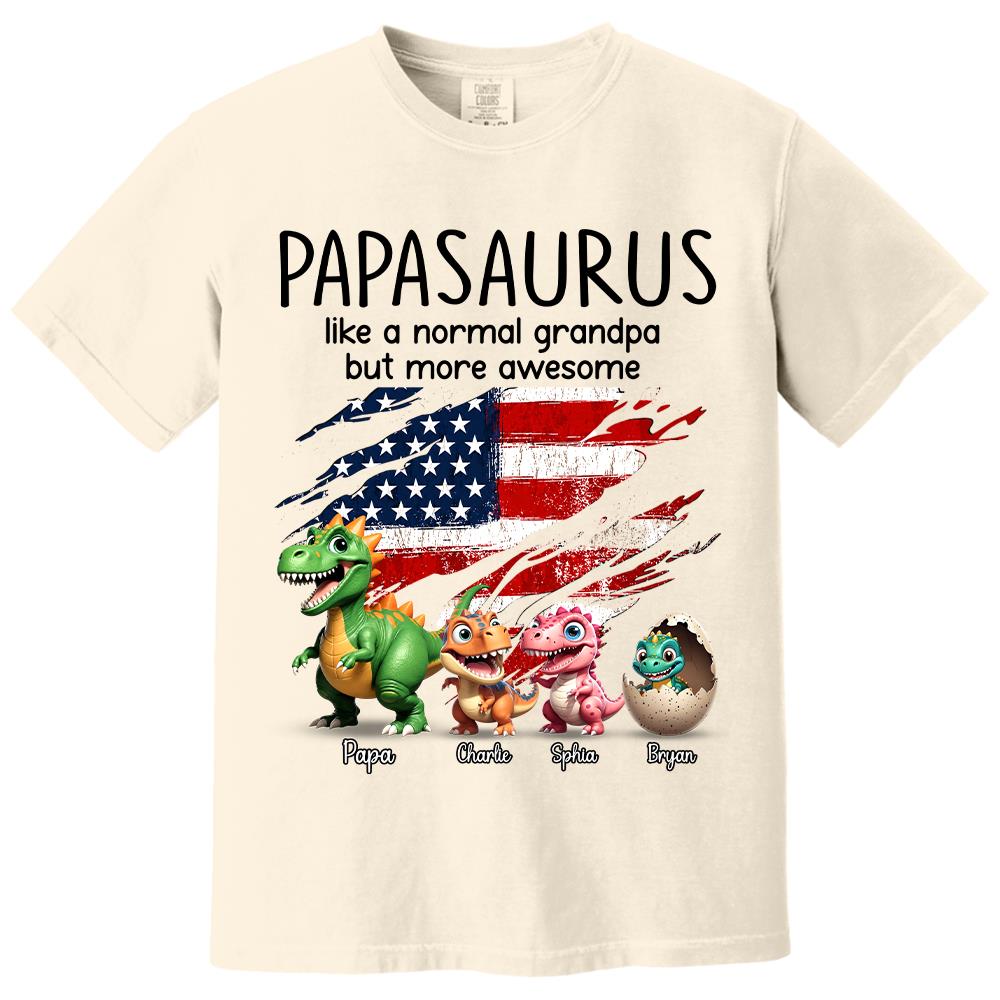Custom Papasaurus And Kids  Dinosaurs Shirt, Father's Day Gift For Dad Grandpa L0411 Hv01