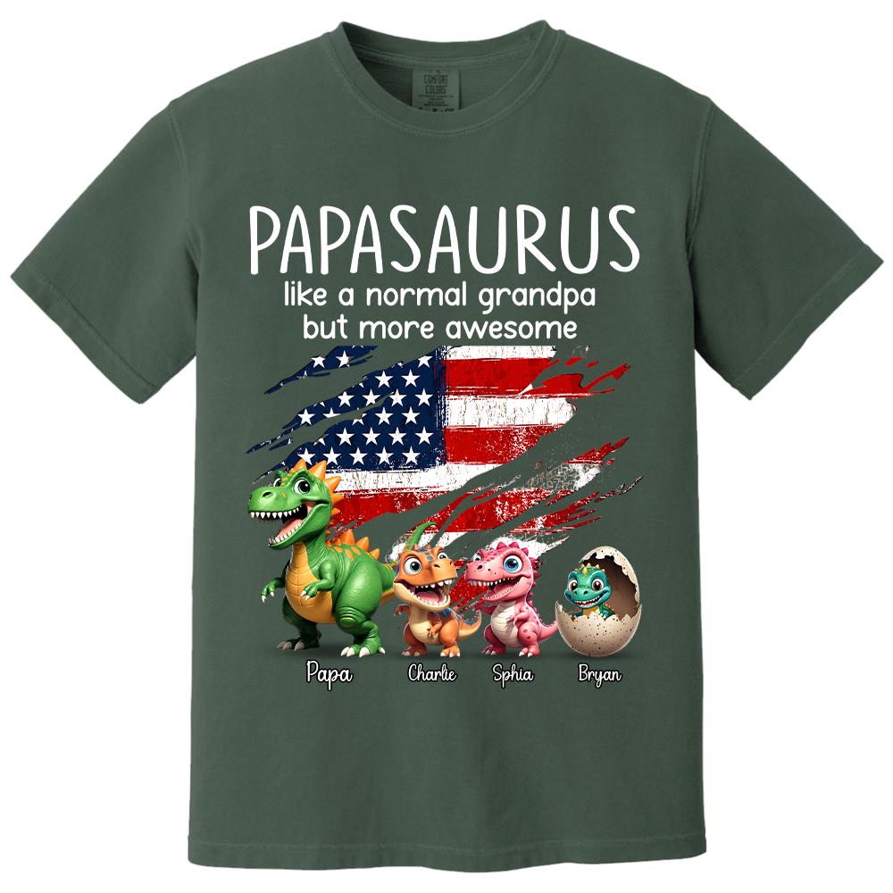 Custom Papasaurus And Kids  Dinosaurs Shirt, Father's Day Gift For Dad Grandpa L0411 Hv01