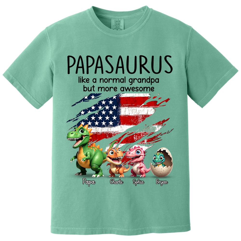 Custom Papasaurus And Kids  Dinosaurs Shirt, Father's Day Gift For Dad Grandpa L0411 Hv01