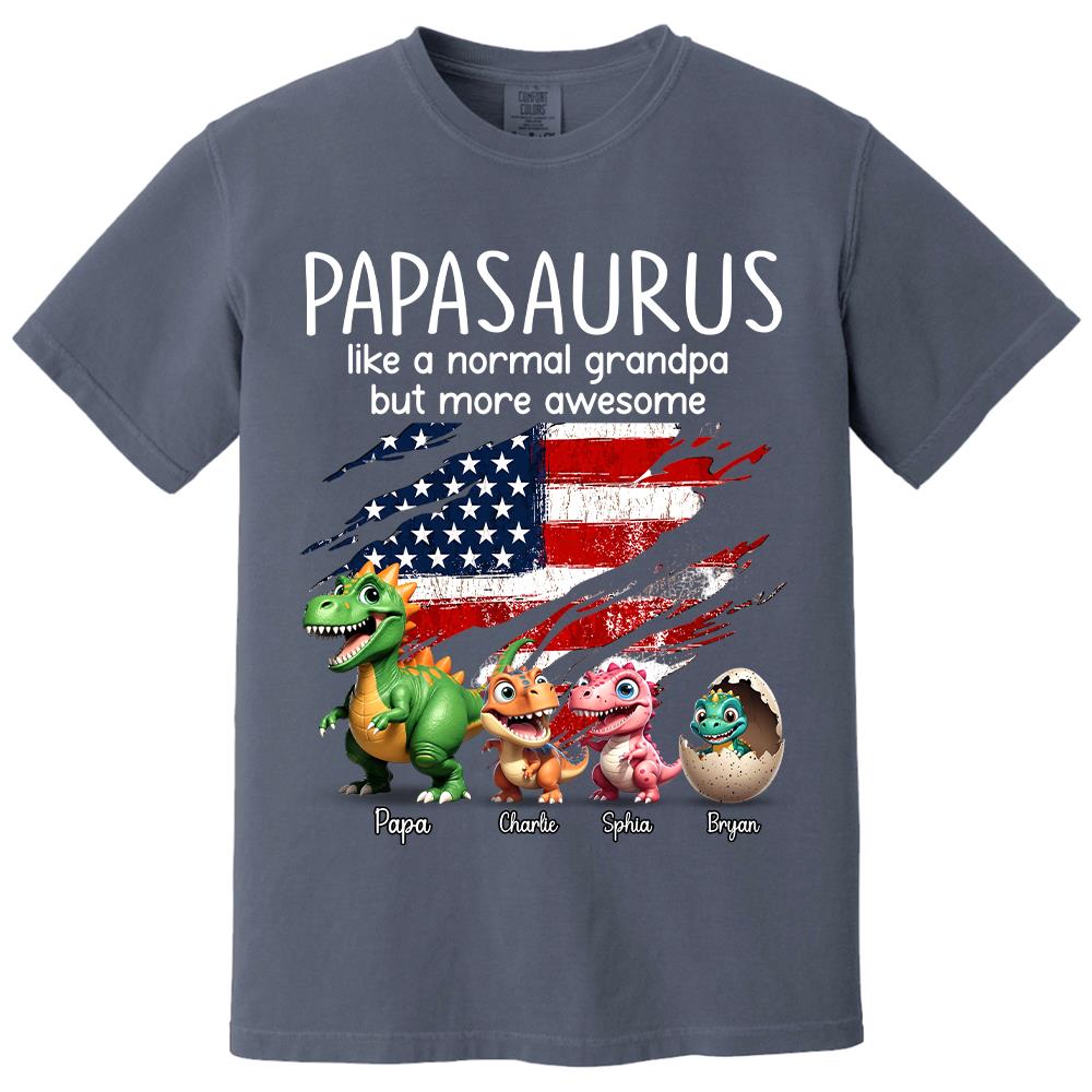 Custom Papasaurus And Kids  Dinosaurs Shirt, Father's Day Gift For Dad Grandpa L0411 Hv01