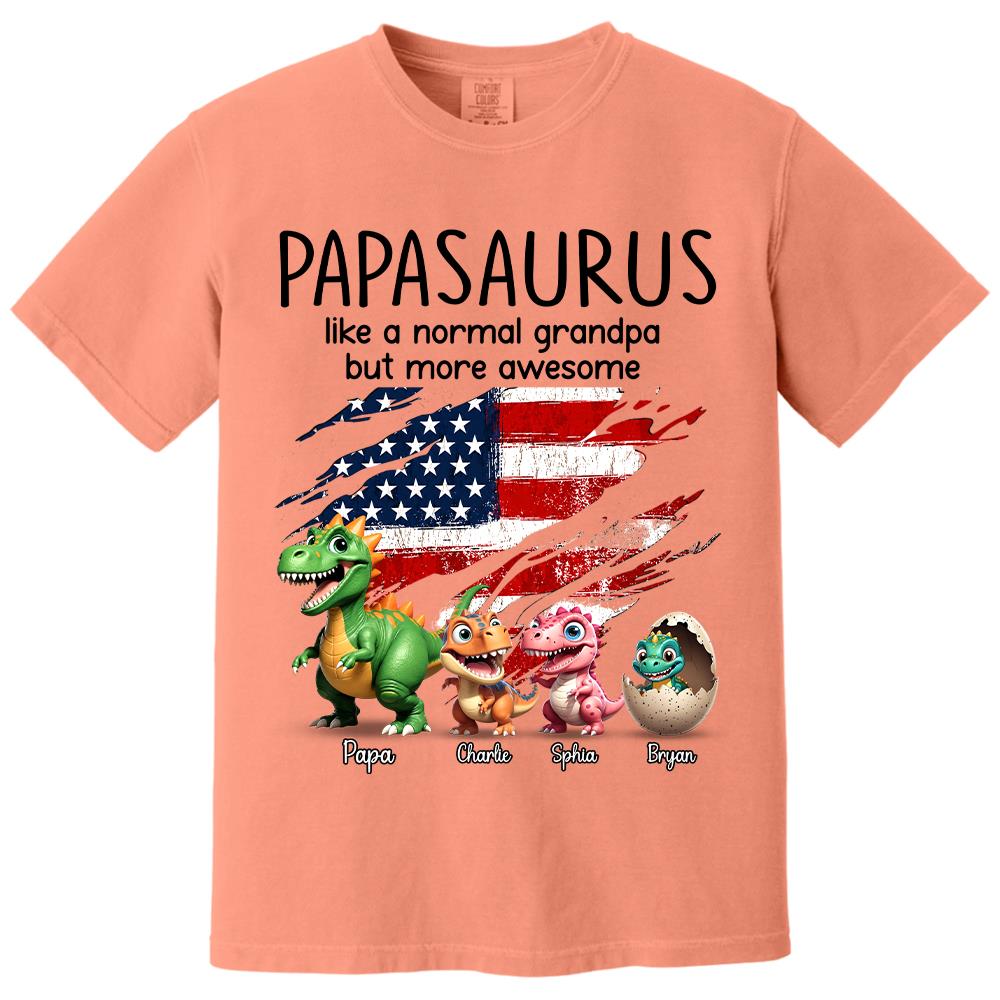 Custom Papasaurus And Kids  Dinosaurs Shirt, Father's Day Gift For Dad Grandpa L0411 Hv01