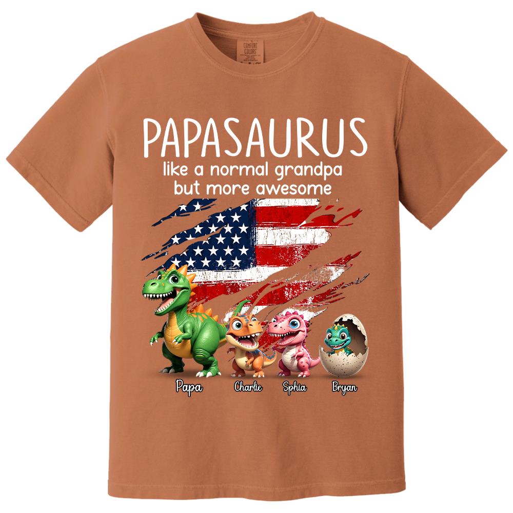 Custom Papasaurus And Kids  Dinosaurs Shirt, Father's Day Gift For Dad Grandpa L0411 Hv01