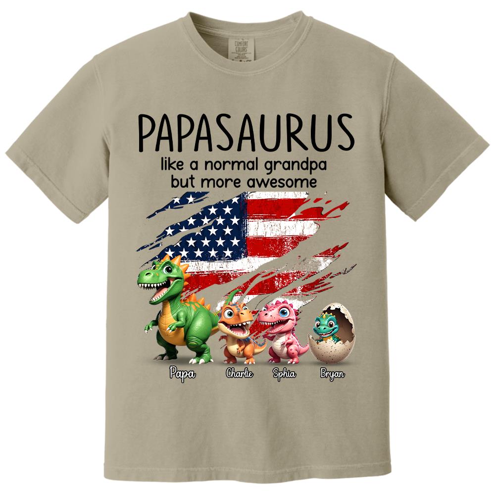 Custom Papasaurus And Kids  Dinosaurs Shirt, Father's Day Gift For Dad Grandpa L0411 Hv01