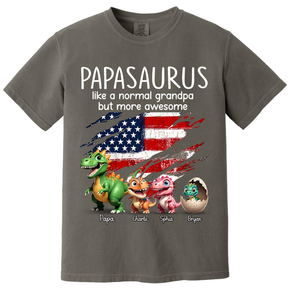 Custom Papasaurus And Kids  Dinosaurs Shirt, Father's Day Gift For Dad Grandpa L0411 Hv01