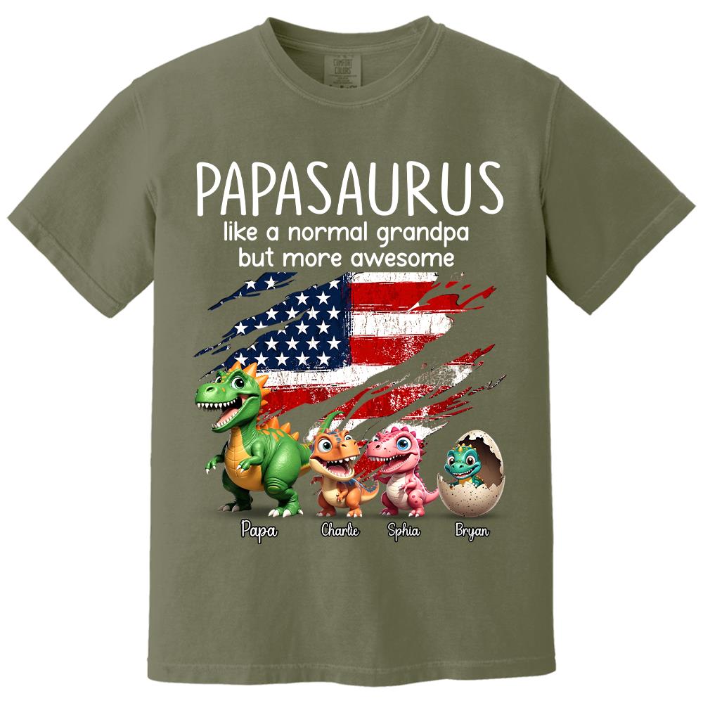 Custom Papasaurus And Kids  Dinosaurs Shirt, Father's Day Gift For Dad Grandpa L0411 Hv01