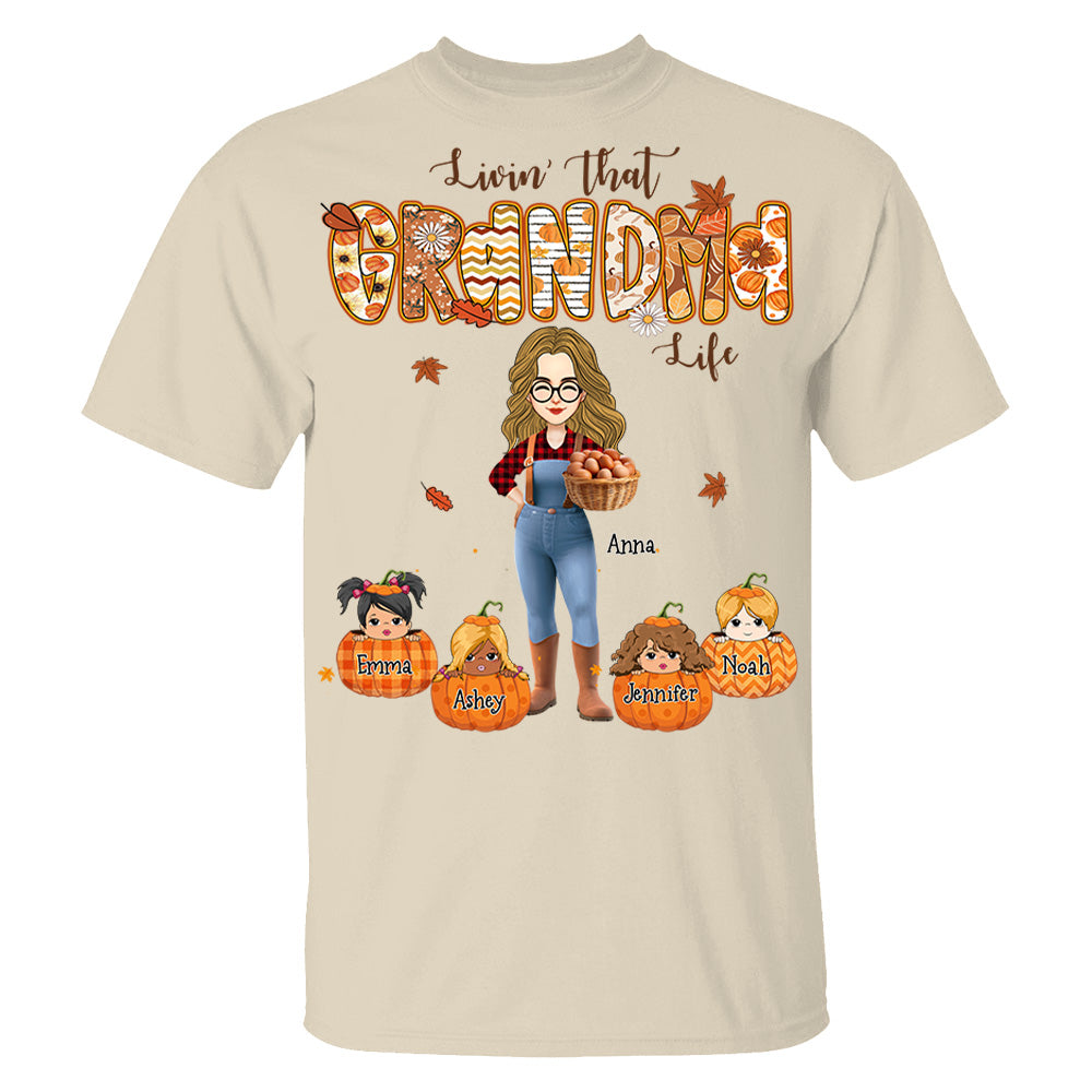Living That Grandma Life - Personalized Autumn Shirt Family Gifts For Grandma NA04 Li29