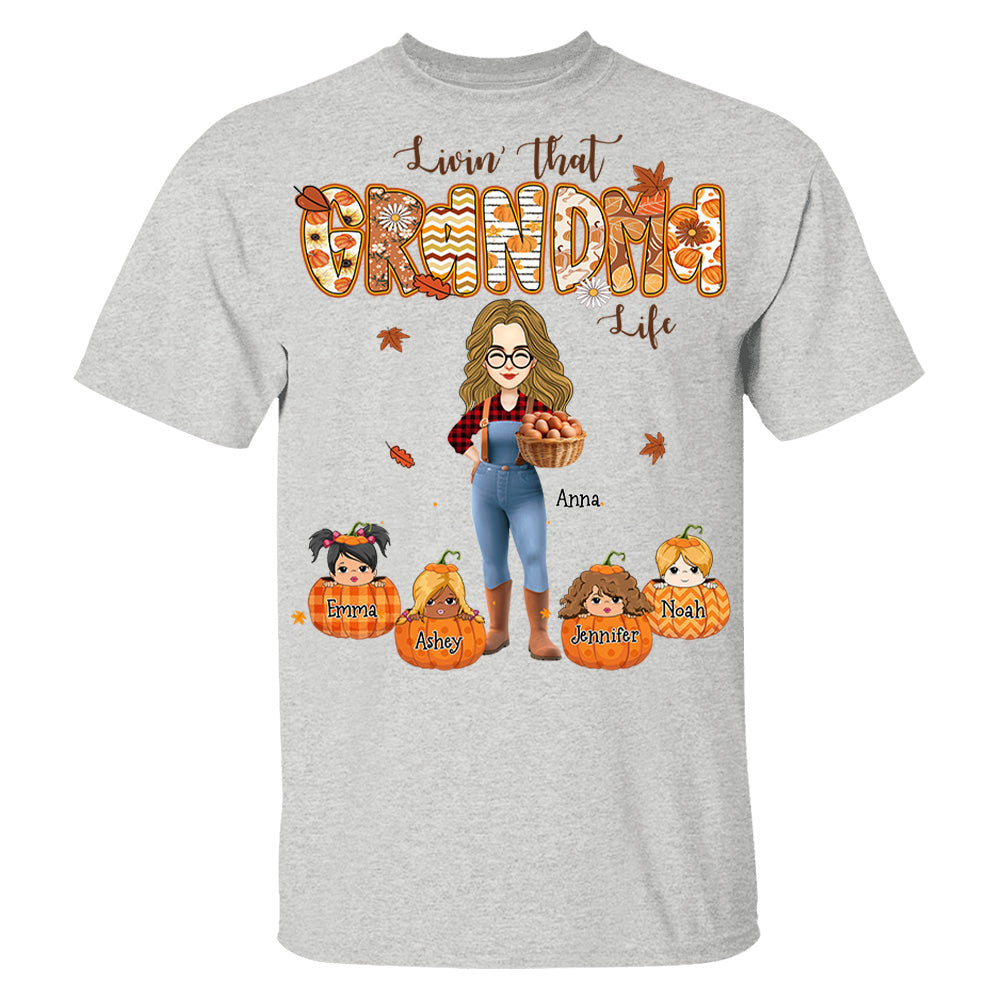 Living That Grandma Life - Personalized Autumn Shirt Family Gifts For Grandma NA04 Li29