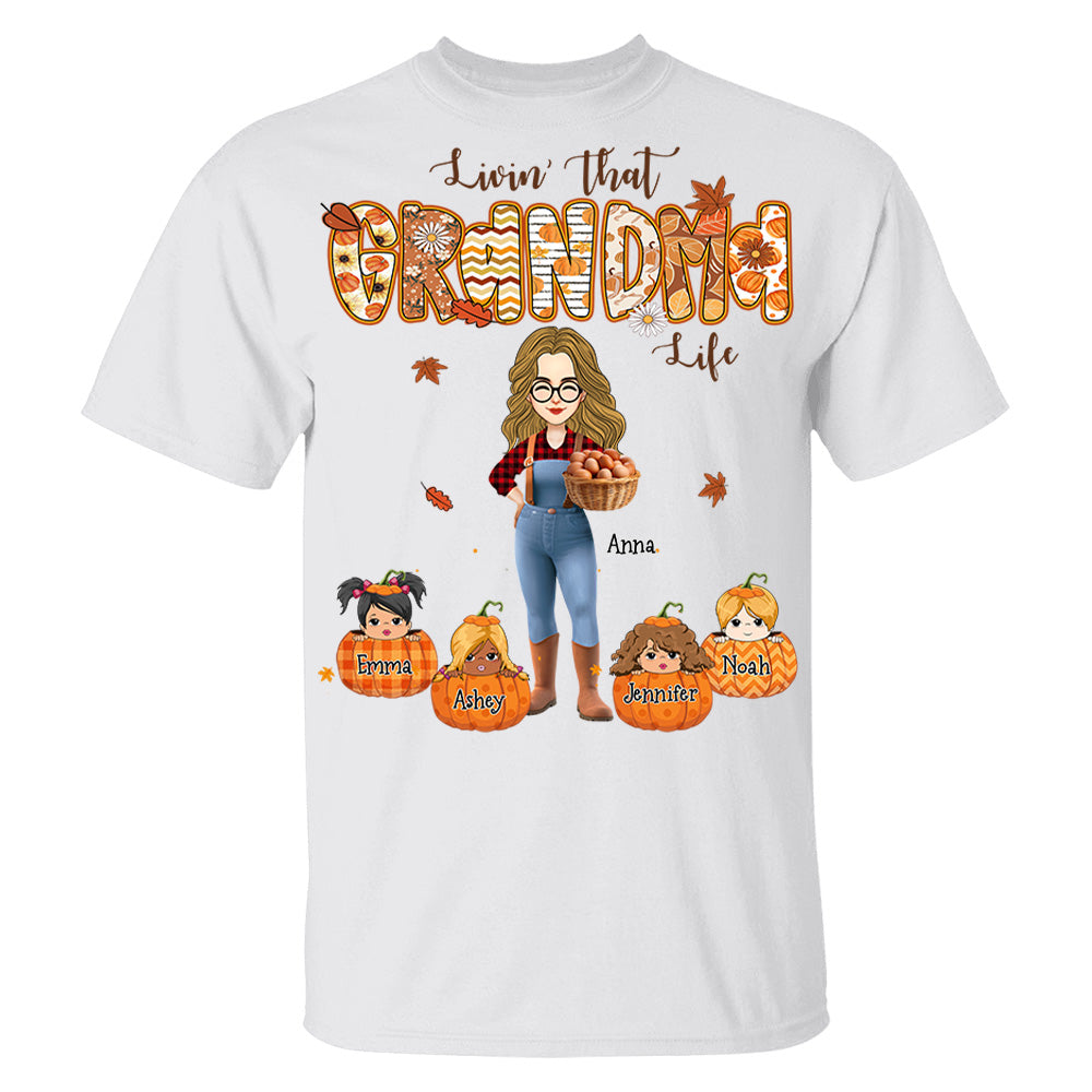 Living That Grandma Life - Personalized Autumn Shirt Family Gifts For Grandma NA04 Li29