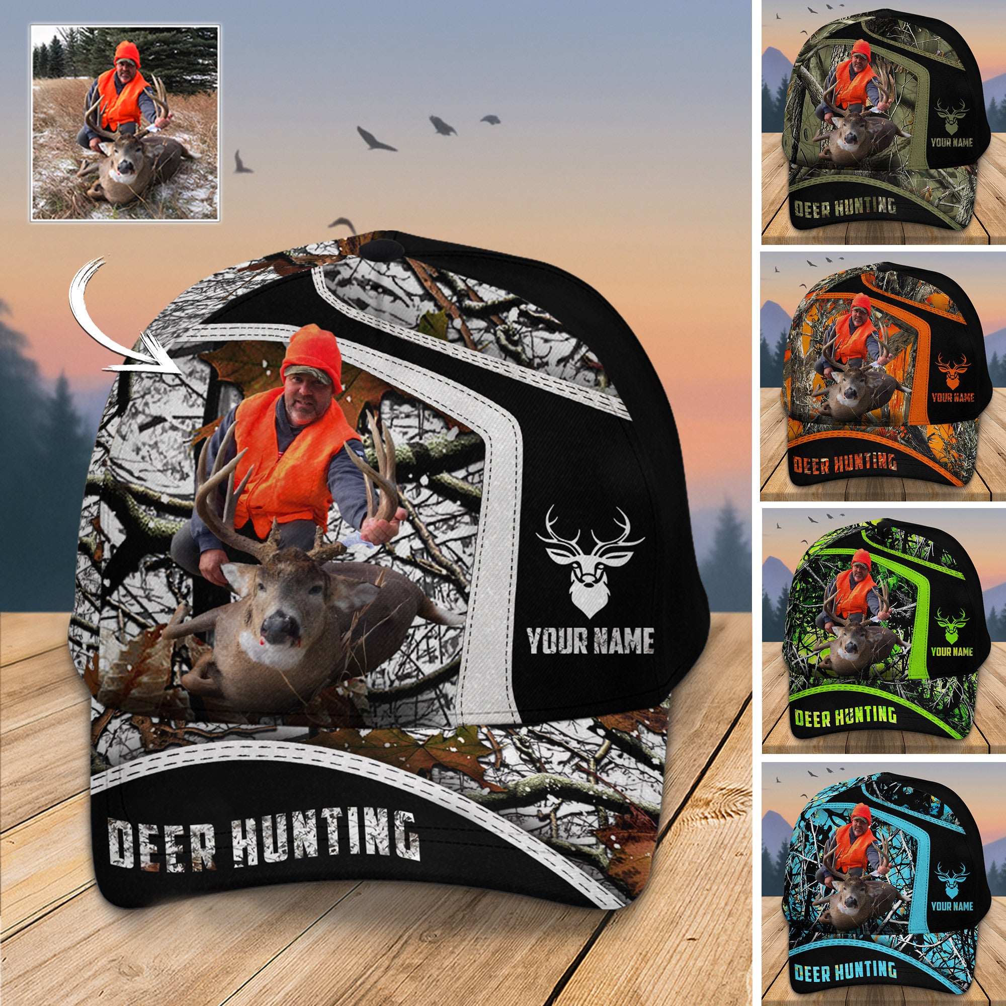 Personalized Photo Deer Hunting Cap Gift For Hunting  Family Na02 Li29