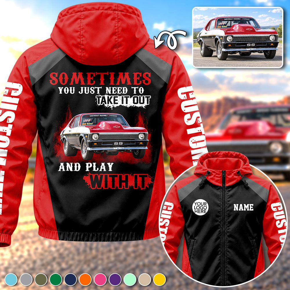 Take It Out & Play - Personalized Classic Car Photo Windbreaker Jacket - Gift For Car Lovers A2110 Hv01 NT01