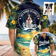 Dog Dad Dog Mom - This Human Belongs To - Personalized Hawaiian Shirt - Custom Photo Gift For Dog Lovers T1807 Li29