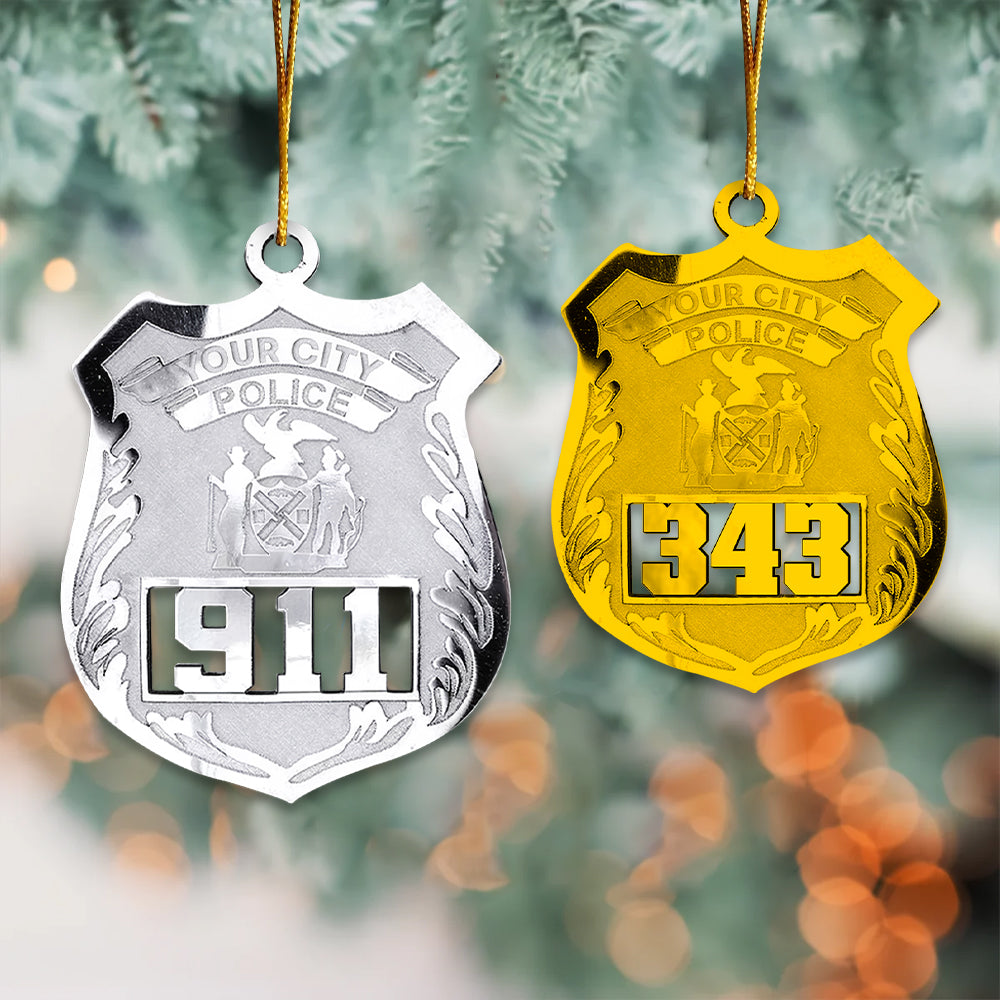 Police Officer Personalized Acrylic Ornament - Police Retirement Gift - Police Badge Ornament - Police Badge Personalized Ornament With Any Number & Dept